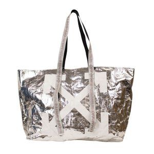 New Off-White Virgil Abloh PVC Commercial Tote Bag in Silver - Size OS